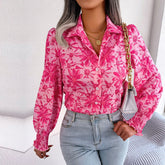 Aminah - Pink Floral Bishop Sleeve Blouse